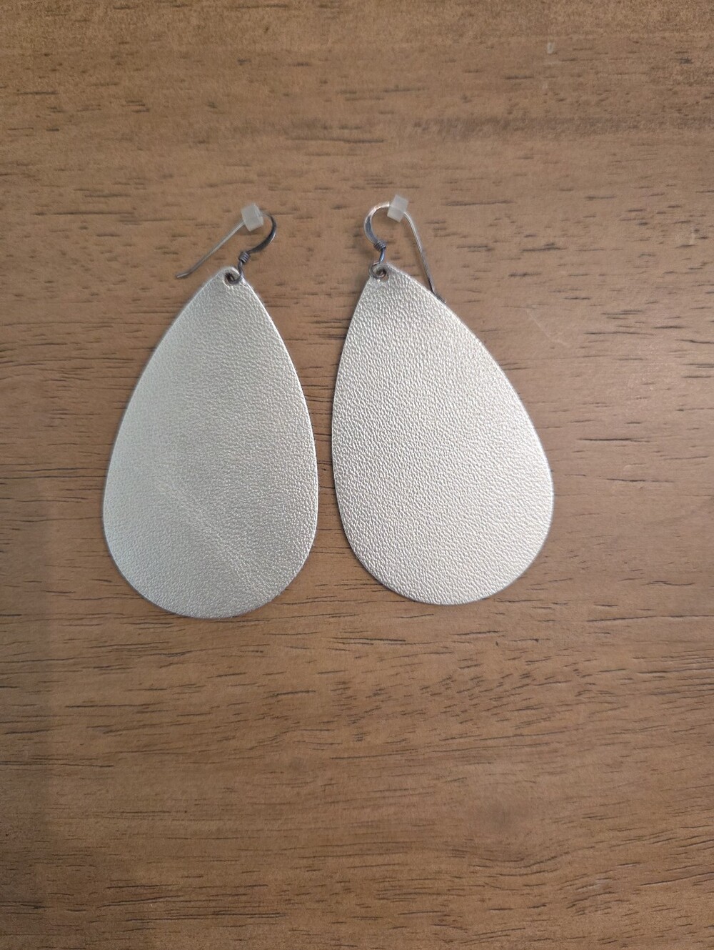 Platinum Nickel & Suede Teardrop Earrings